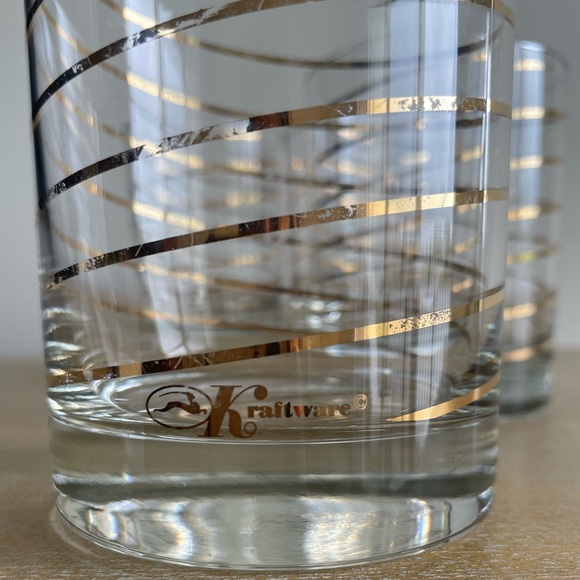 Kraftware MCM Gold Ribbon Swirl Glassware/Barware - set of 4 - Picture 2 of 12